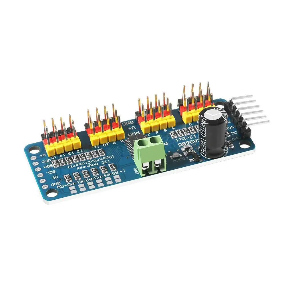 PCA9685 Controller 16 Kanalen PWM Servo Drive Board IIC Plug Voor Robot Servo MG90S SG90 MG995