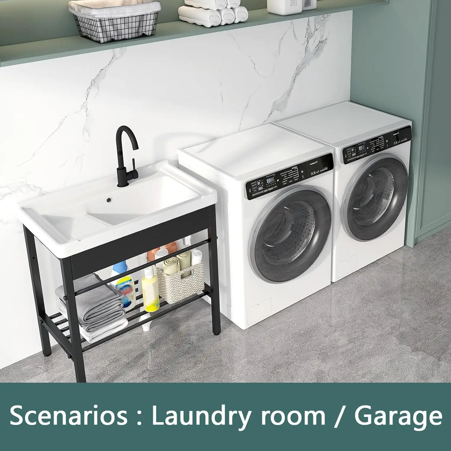 Freestanding Laundry Utility Sink, 28.3