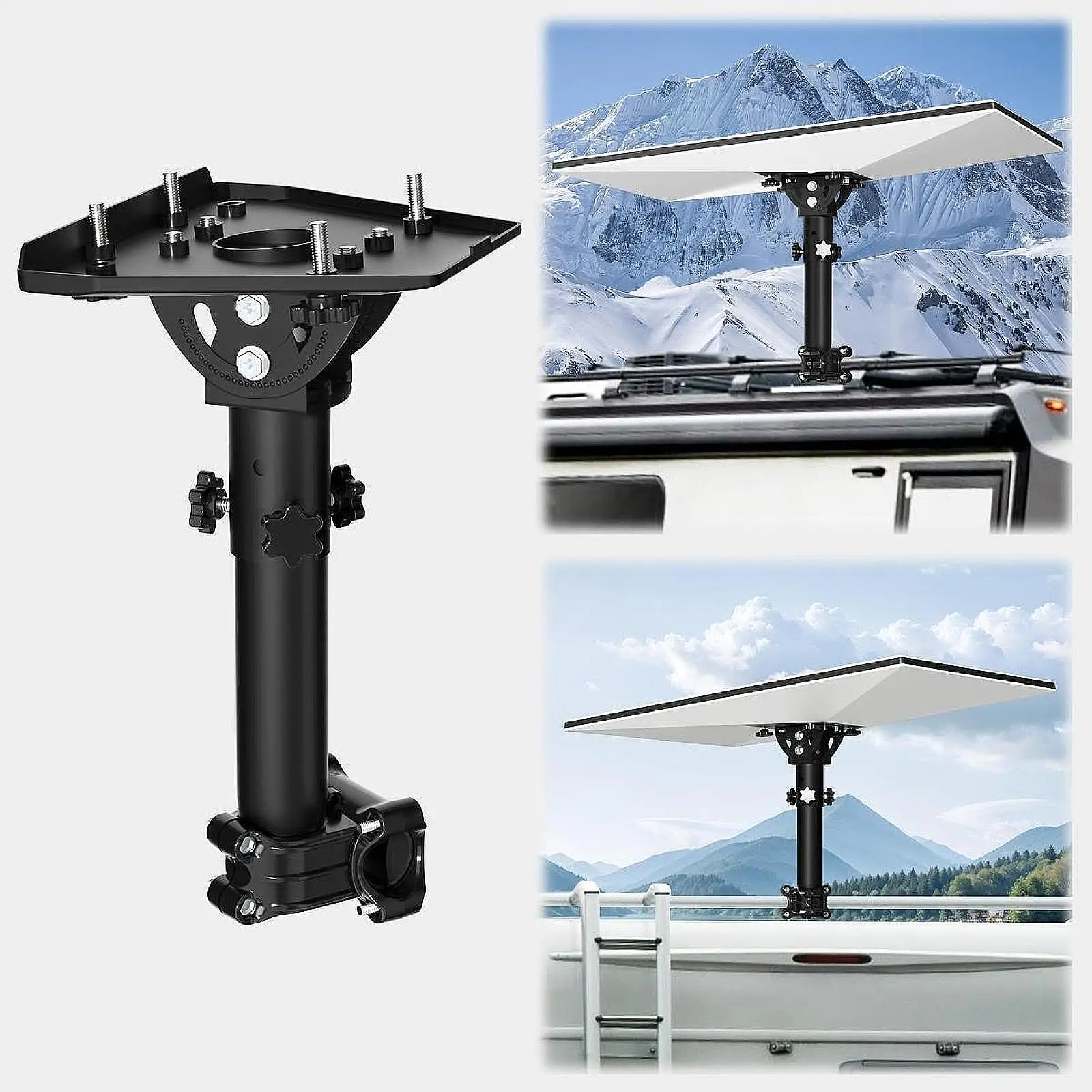 

RV Roof Mount for Starlink Portable Pole Clamp Mount Bracket Rotation Adjustable for Yacht Trip Hiking Campers Guardrails