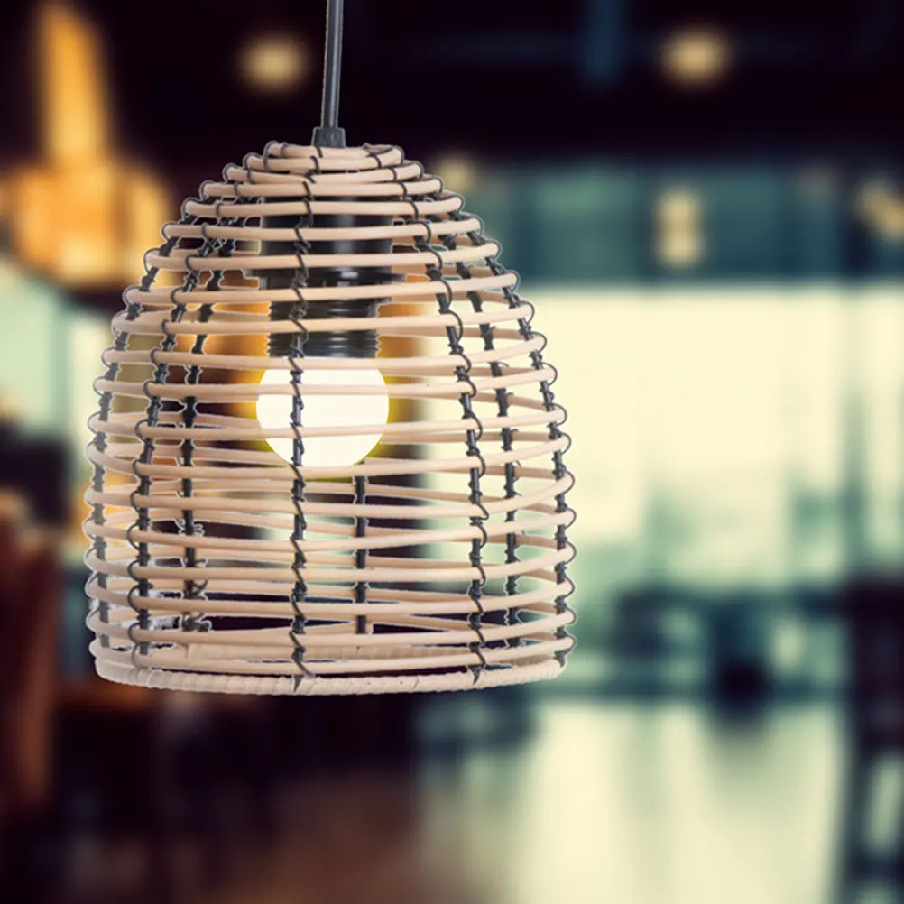 

Weaving Lamp Shade Woven Hanging Replacement Cover Farmhouse Rattan Pendant Indoor Outdoor Lighting Accessories Creative