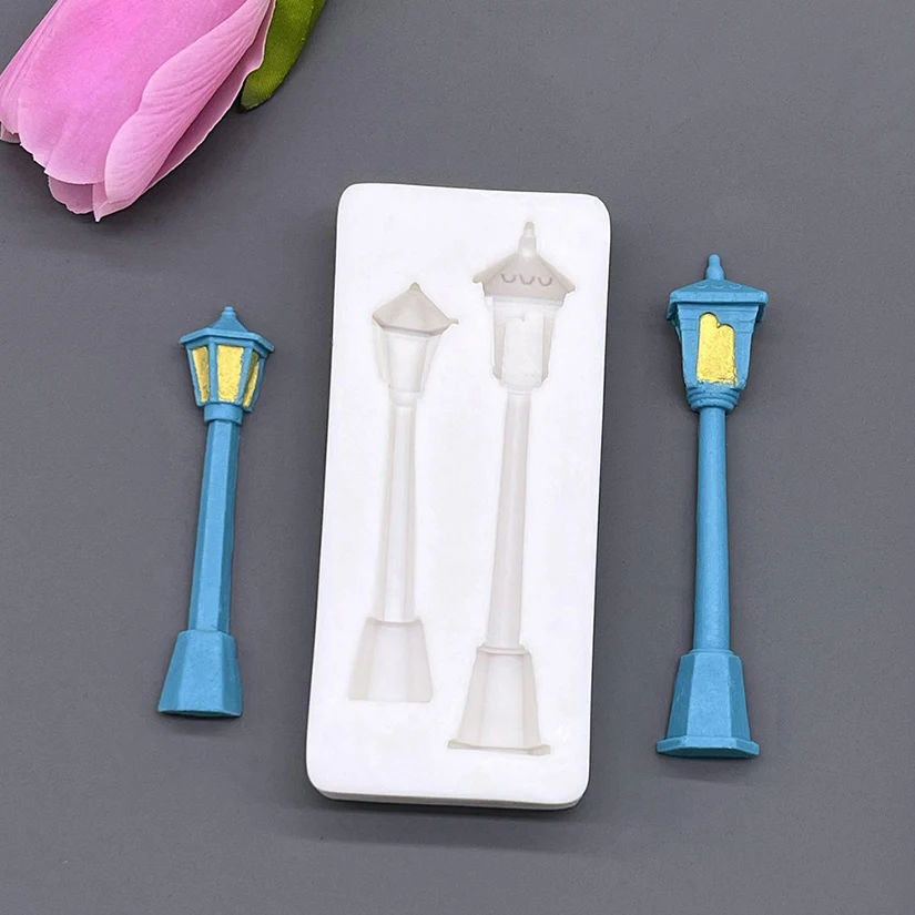 Road Street Lamp Streetlight Silicone Mold Sugarcraft Cupcake Baking Mold Fondant Cake Decorating Tools