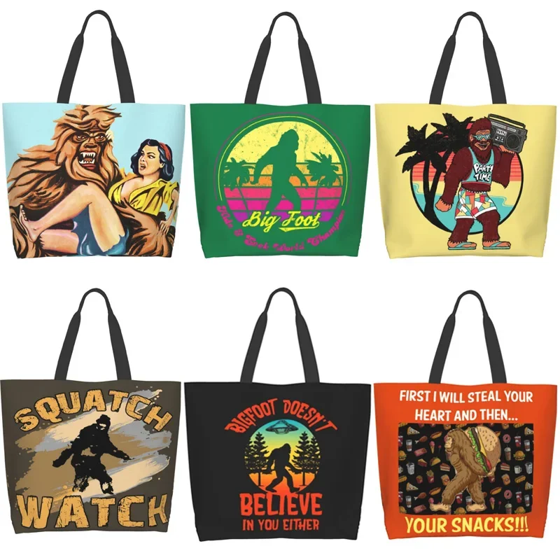 Bigfoot Sasquatch Believe Tote Travel Bag for Women Print Shopping Shoulder Bags Casual Handbag  Gym Beach  