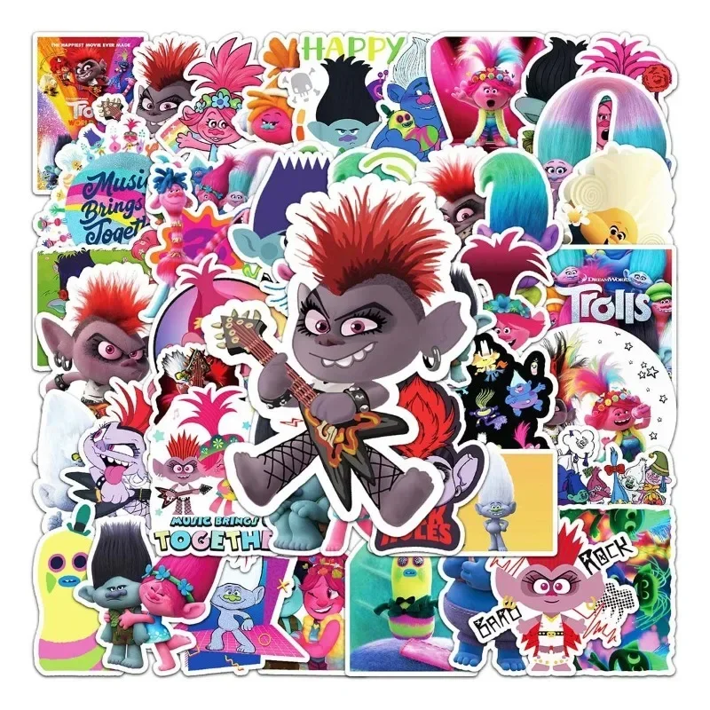 50pcs Trolls Poppy DJ Suki cartoon diy graffiti waterproof stickers kawaii notebook luggage mobile phone decoration stickers