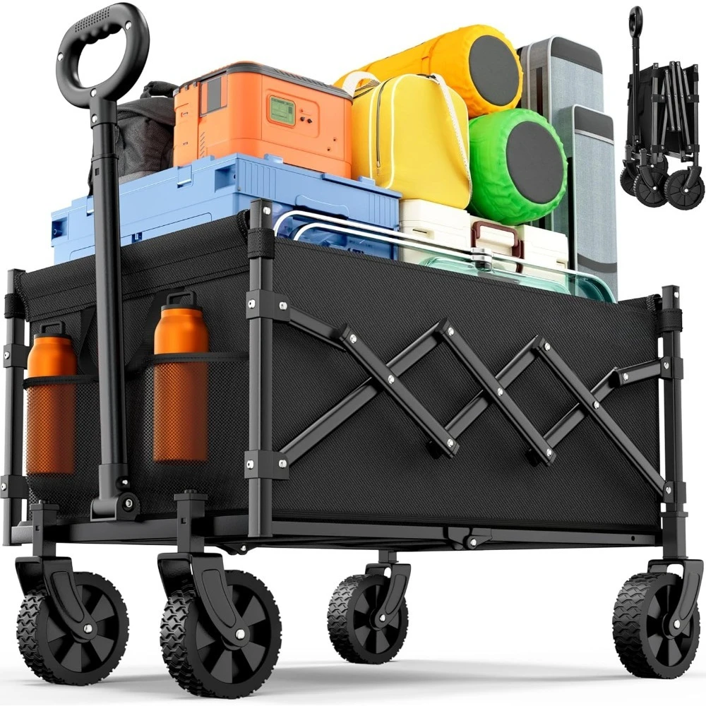 

Лучшая складная тележка-тележка 220 фунтов Пляжная складная тележка Легкая и портативная складная универсальная продуктовая тележка для покупок