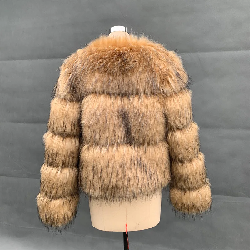 Women Faux Fur Short Coats Thick Warm V Neck Casual Furry Jackets Cardigan Long Sleeves Streetwear Autumn Outwear Winter 2025