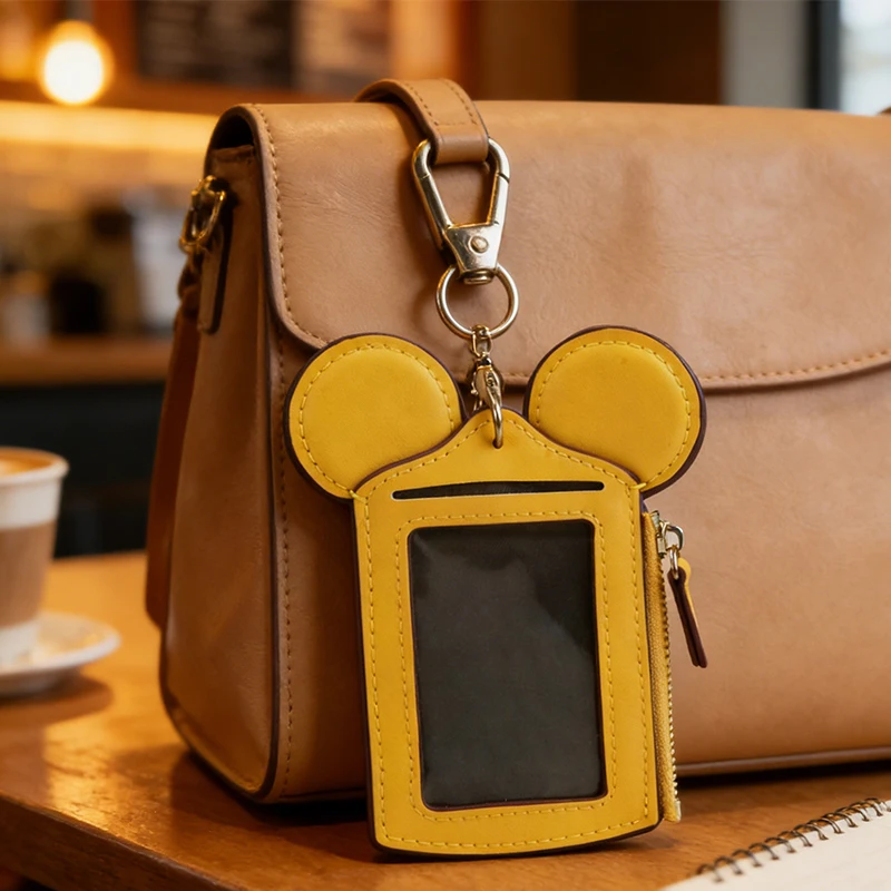 GORFIA Estuche de Almacenamiento para Tarjetas de Identificación con Diseño de Dibujos Animados, Porta Tarjetas de Mickey Mouse, Cordón para Tarjetas de Trabajo, Monedero, Cartera para Monedas y Tarjetas