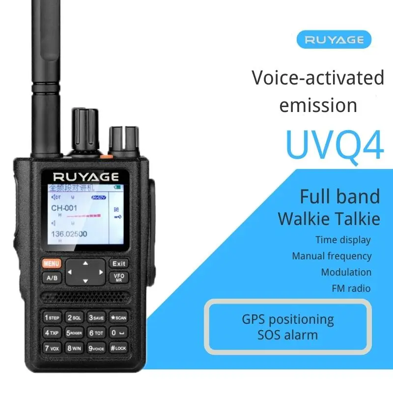 Ruyage UVQ4 All Band Radio Receiver Dual Band Long Distance Walkie Talkie High Powered Two Way Radio FM Transceiver Transmitter