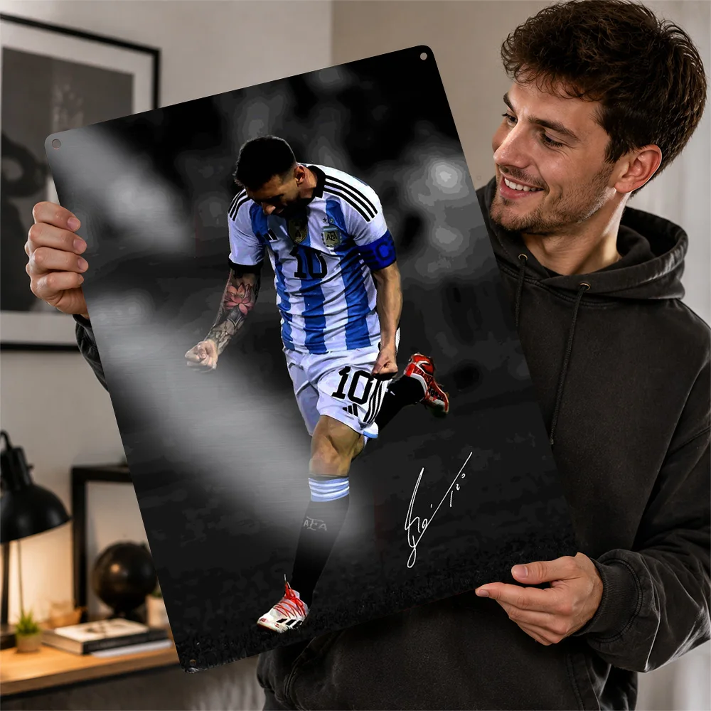 Argentina Goal Celebration Personalized 3D Textured Metal Poster Wall Art Tinplate Sign for Bedroom Decoration Room Wand Deko