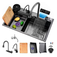 Smart Kitchen Sink Stainless Steel Thickened Brushed Surface Large Capacity Washbasin Digital Display Kitchen Sink