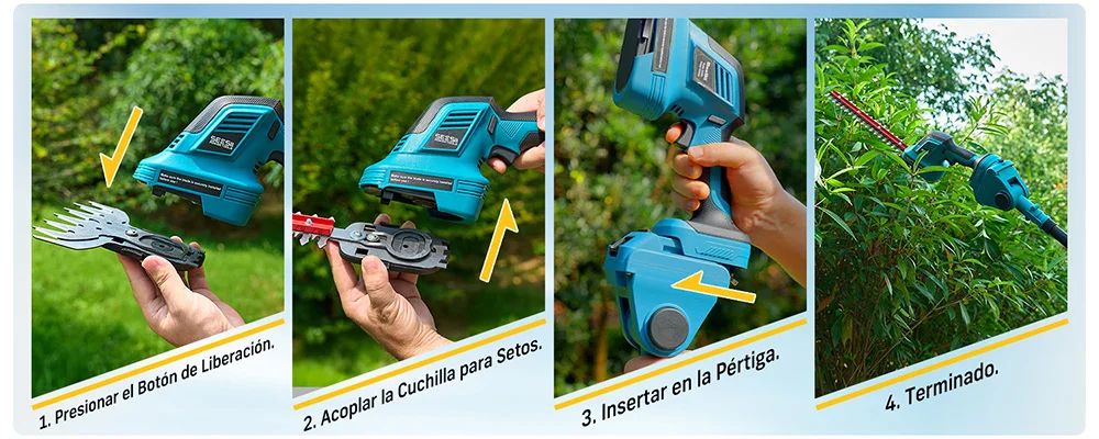 Seesii 6-in-1 Kettensäge mit Teleskopstange, elektrischer Heckenschneider, Strauchschere, Gartenwerkzeug für Makita 18V Akku – Detail 11