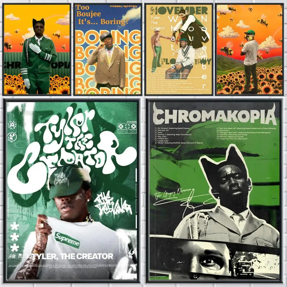 ملصق مغني الراب T-Tyler The Creator ملصق مثالي ذاتي اللصق مصمم لمساحات تناول الطعام في المكاتب المنزلية #1