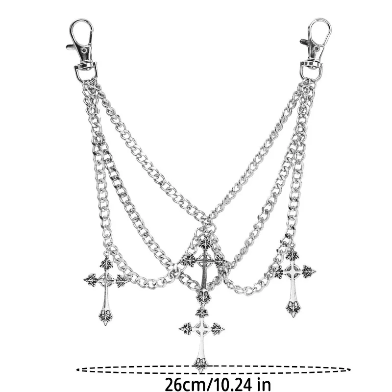 Layered Chain Handbag Pendant for Purse Charm Cross Heart Star Design 3D Texture Sturdy Alloy Easy Attach Backpack Keychain Gift - view 6