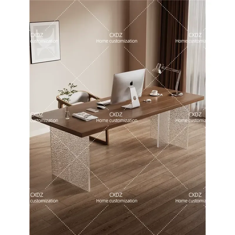 Solid Wood Acrylic Suspended Desk South American Walnut Large Board Table Computer Desk Living Room Workbench for Home Office