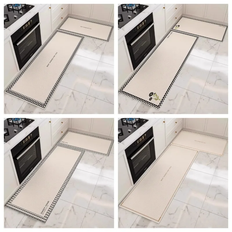 

Современный простой кухонный ковер из ПВХ, кожи, домашний декор, легко чистящийся напольный коврик, водонепроницаемый маслостойкий, пылезащитный, износостойкий ковер