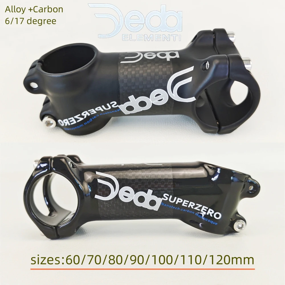 New Silvery Alloy +Carbon Bicycle Stem 31.8*60-120mm 6 17 Degrees Angle Mountain Road Bike Carbon Stem MTB Bike Parts