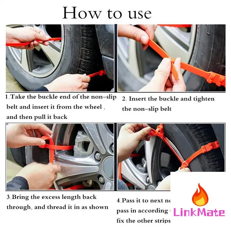 

Universal Snow Tire Chain Emergency Tyre Anti-Skid Cable Adjustable Nylon Zip-Tie Track Claws