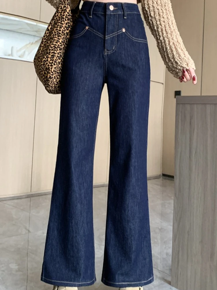 سراويل صغيرة عصرية للسيدات لخريف 2025 سراويل جينز عالية الخصر مرنة بلون سادة غير رسمية للتنحيف متعددة الاستخدامات سراويل واسعة