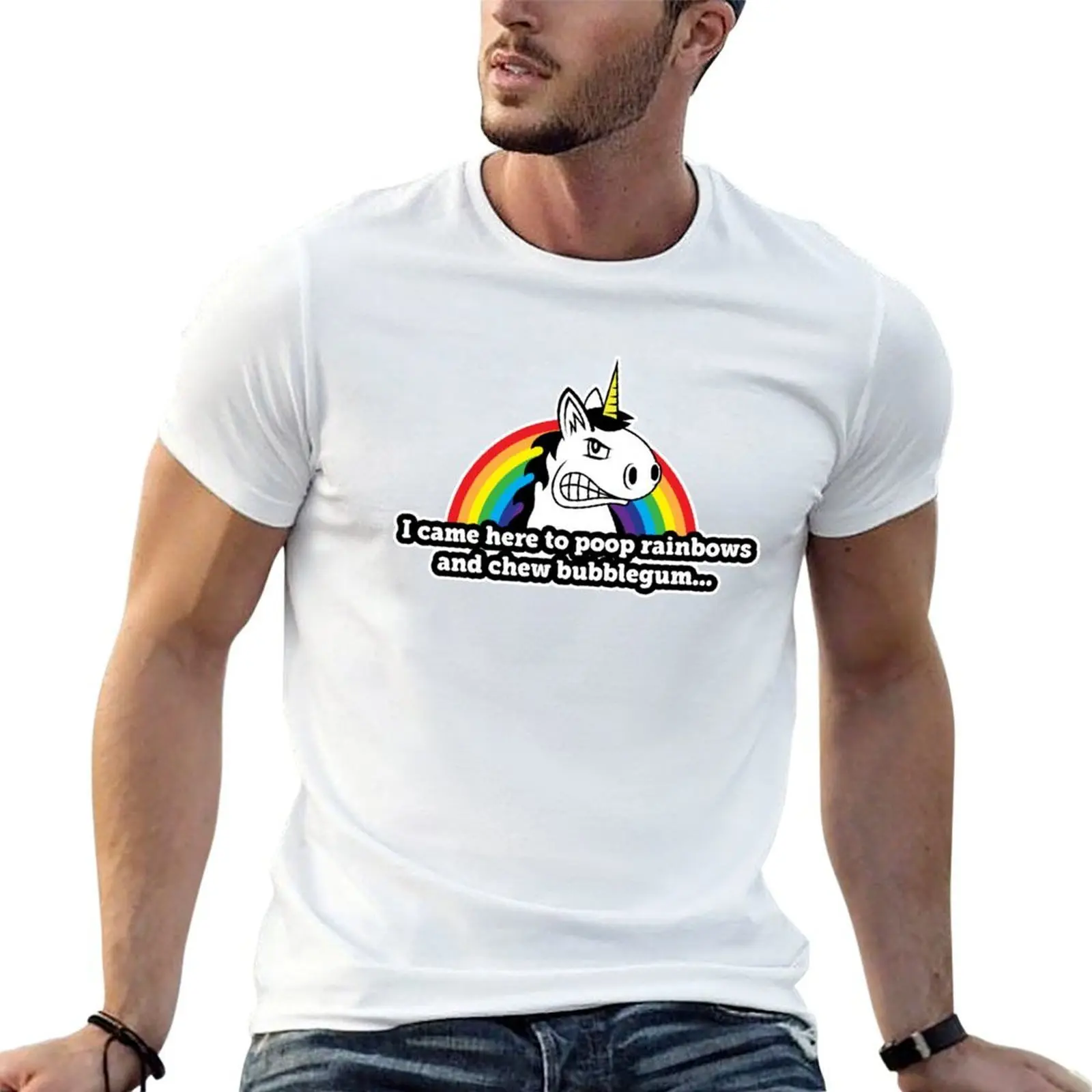 Rainbows & Bubblegum - Unicorn design T-Shirt quick drying affliction shirts mens t shirts