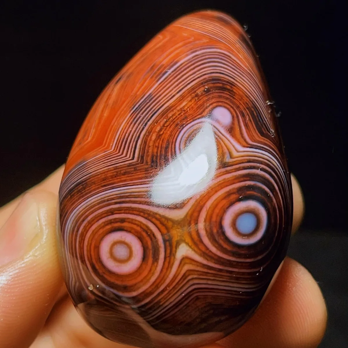 Mineral Specimen Banded Agate Palm Stone, Tumbled Polished, River Stone, Collectible, Natural Stone, Crystal Collection
