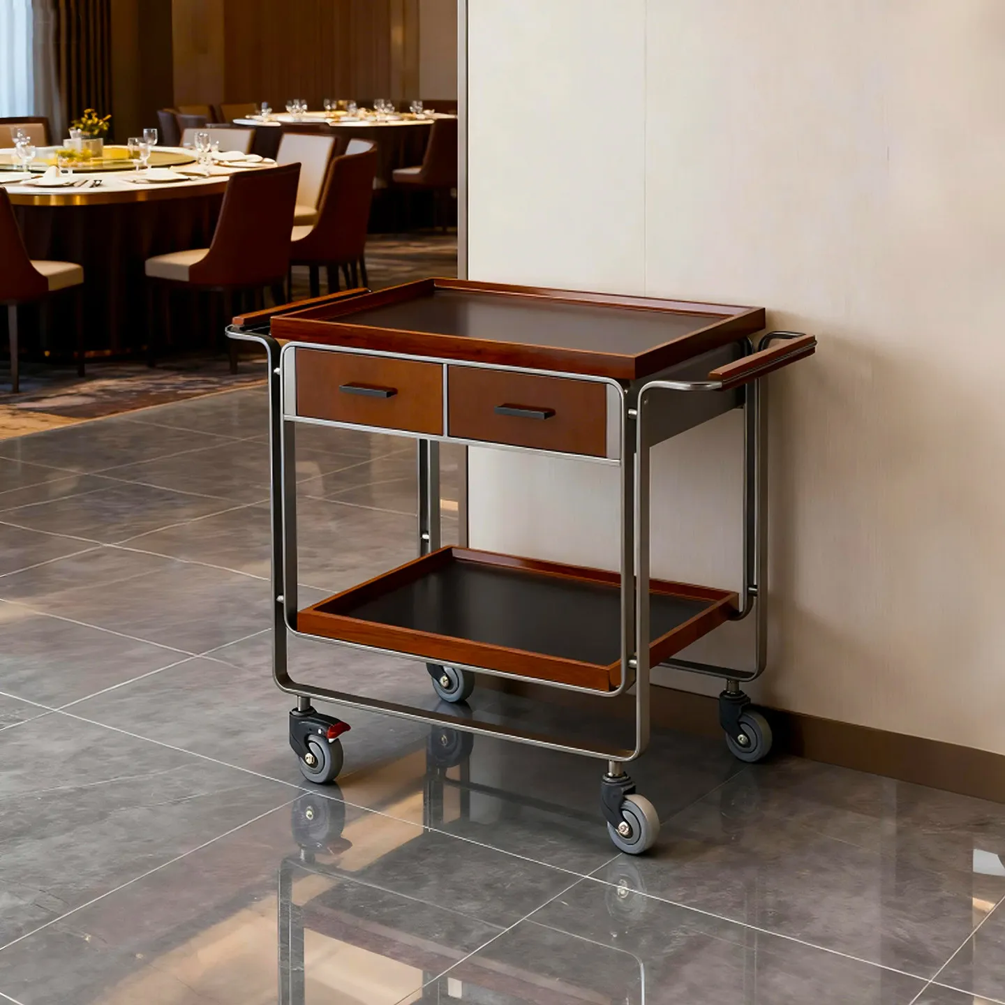 LMM Commercial Dim Sum Truck High-end Restaurant Multifunctional Food Delivery Truck Trolley with Drawer