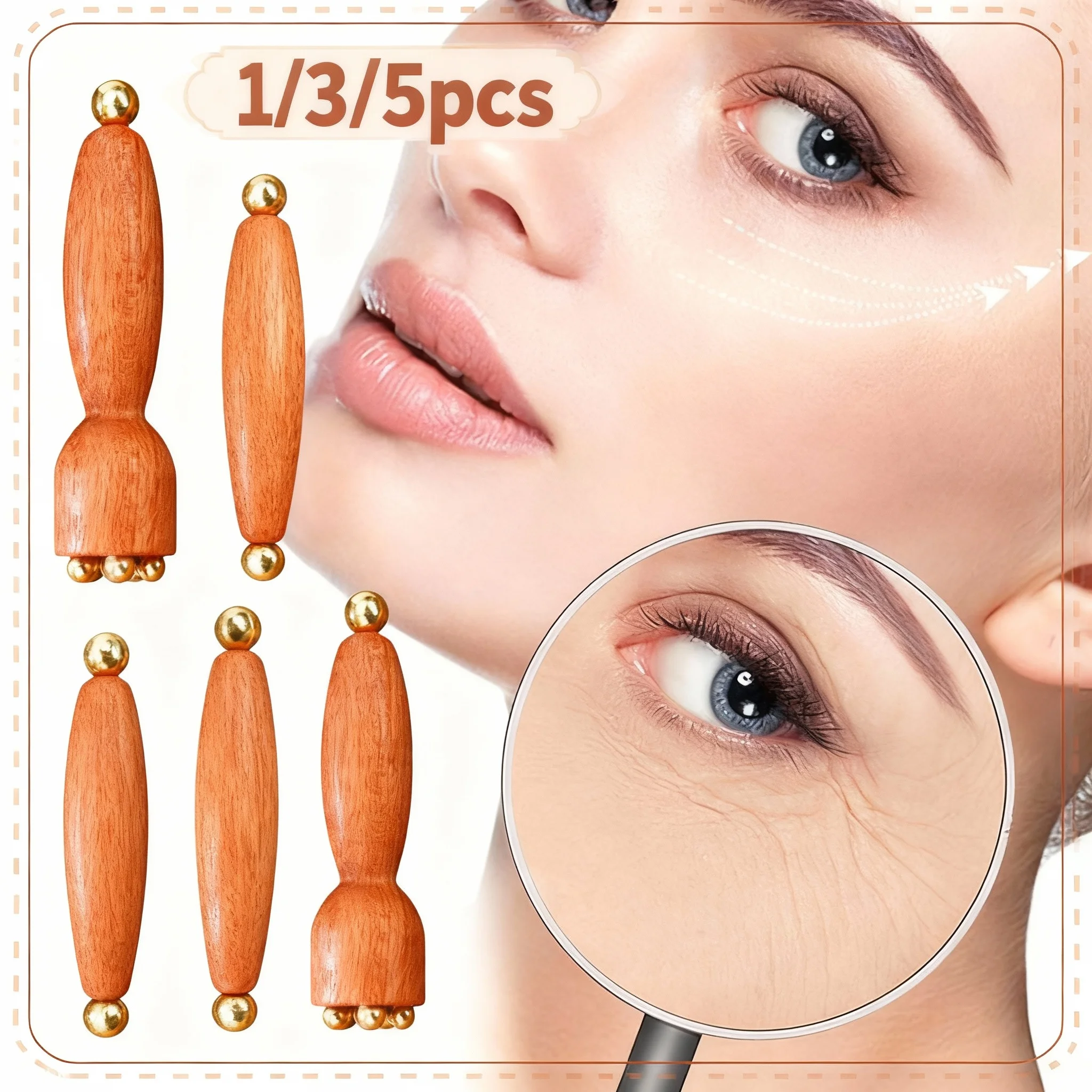 

1/3/5 шт., стручок лотоса, латунь и палисандр, инструмент Гуа Ша для лица, релаксация глаз, пятно, меридианы, акупунктурный массаж, ручной уход за телом