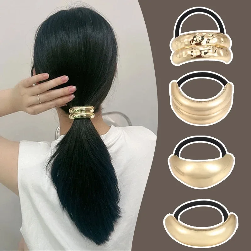 

Fashion U-Shaped Metal Smooth Double Head Band Rope Hairbands Women Girl Unique Hair Pin Ropes Jewelry Ponytail Hair Tie Gifts