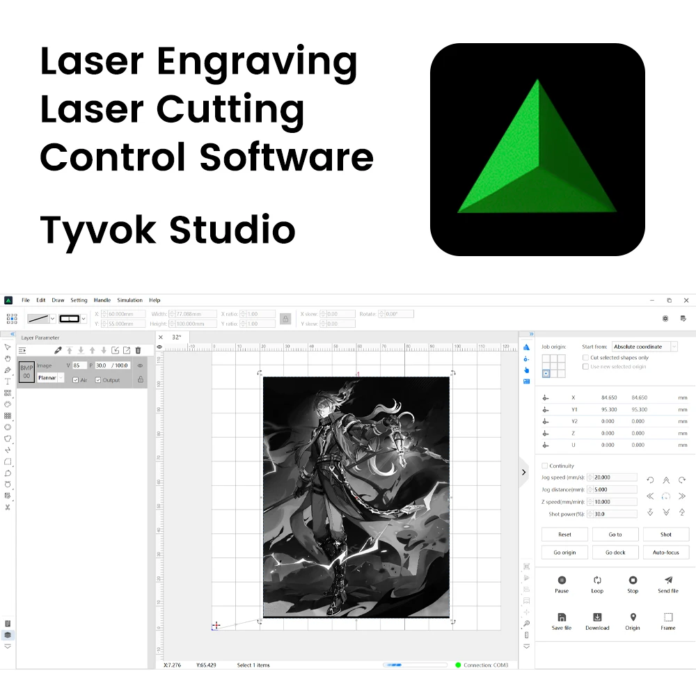 TyvokStudio Control Software Laser Engraver Cutter Controller Compatible Supports Minimum System Windows 7/11/10 (64 Bit)