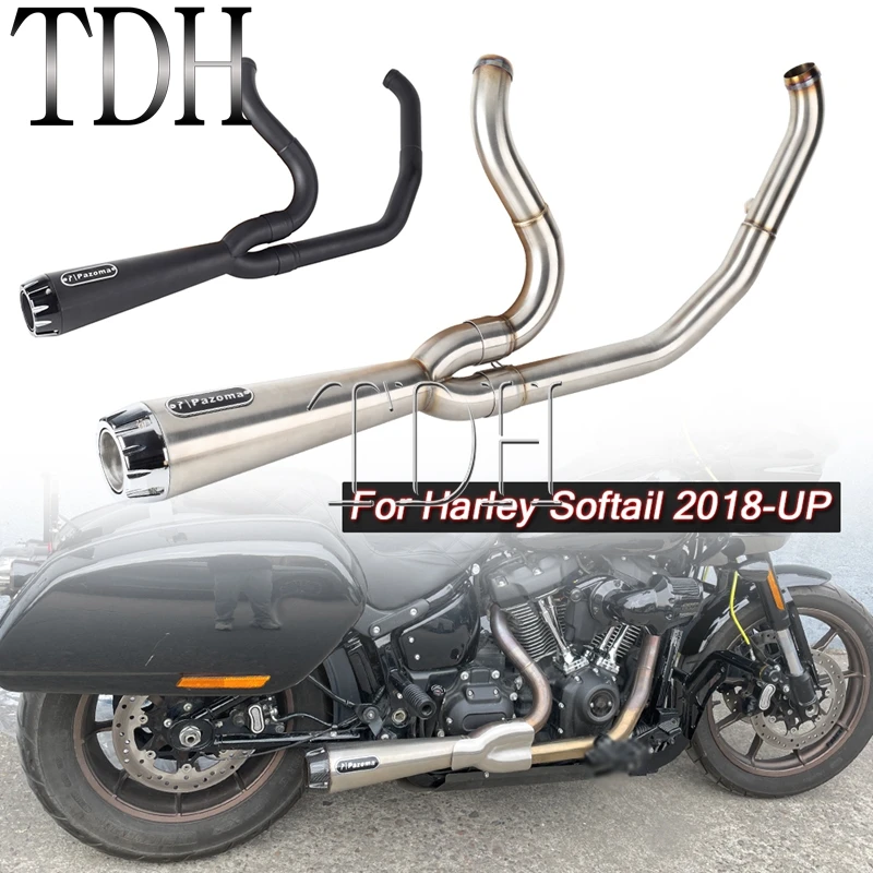 Motorcycle Exhaust Muffle Middle Link Pipe Mid-controls Exhaust System Silencer For Harley Softail Standard FXST FXBBS FXBB 18+