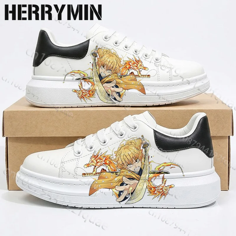 Picture 3: Agatsuma Zenitsu Youth Adult Men Women Thick Sole Platform Board Shoes Anime Style Print Lace Up Flat Shoes Daily Walking