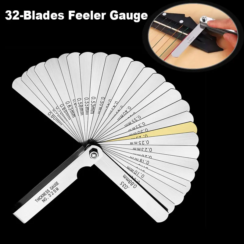 New 32 Blades Feeler Gauge Accuracy 0.04-0.88mm Thickness Gap Gauges Stainless Steel Feeler Metric Imperial Gap Measuring Tool