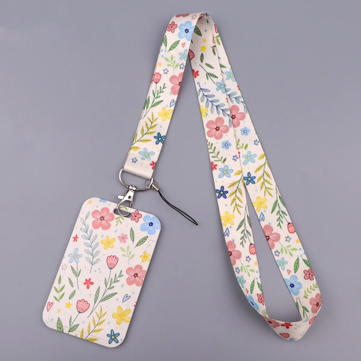 Aesthetic Wildflower Print Lanyard Neck Strap Keychain Card Cover Badge Holder Mobile Phone Hang Rope Keyring Accessories Gifts