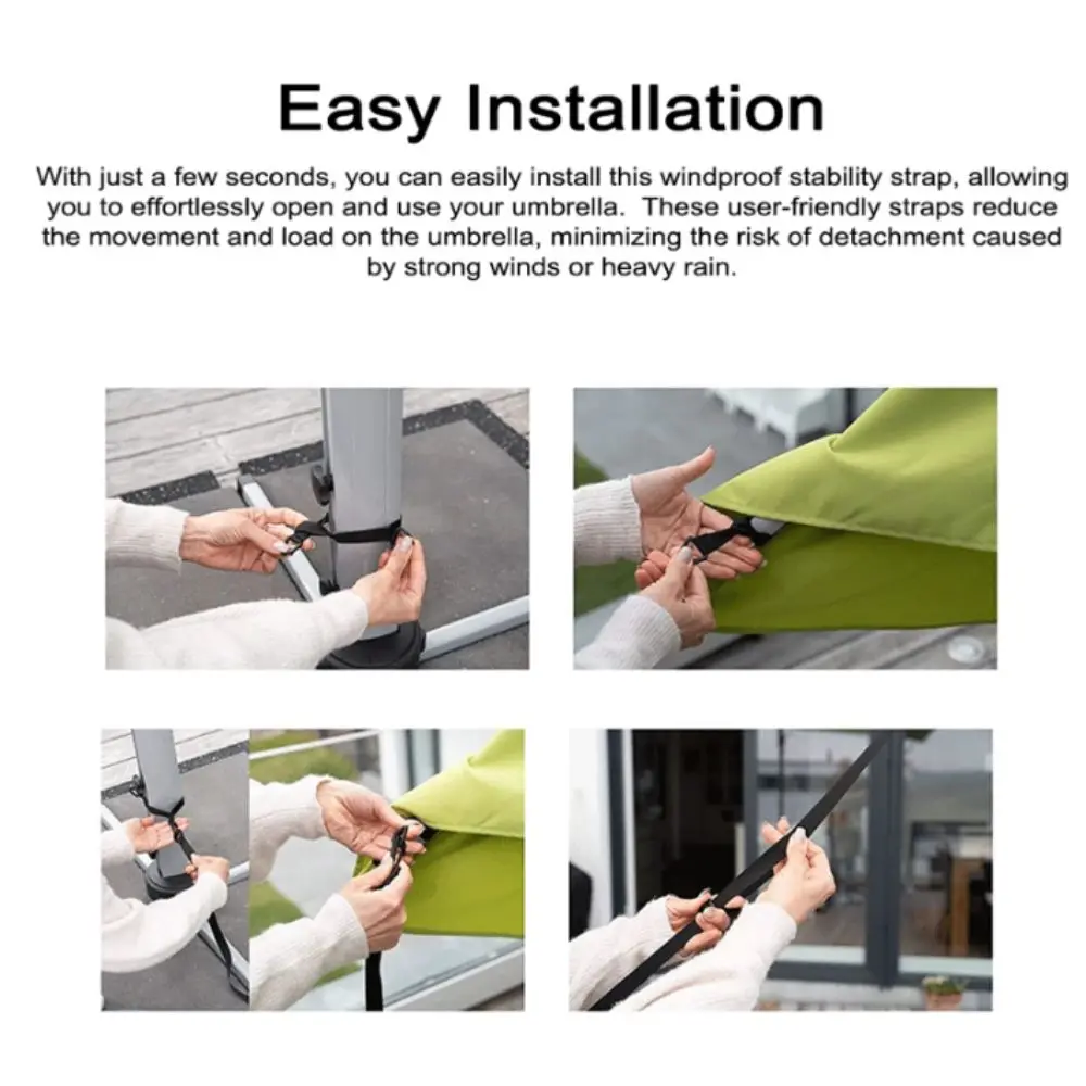 Adjustable Hooks Umbrella Fixing Straps Weatherproof Windproof Wind Protection Strap Quick Installation 5 Pack Fixed Band