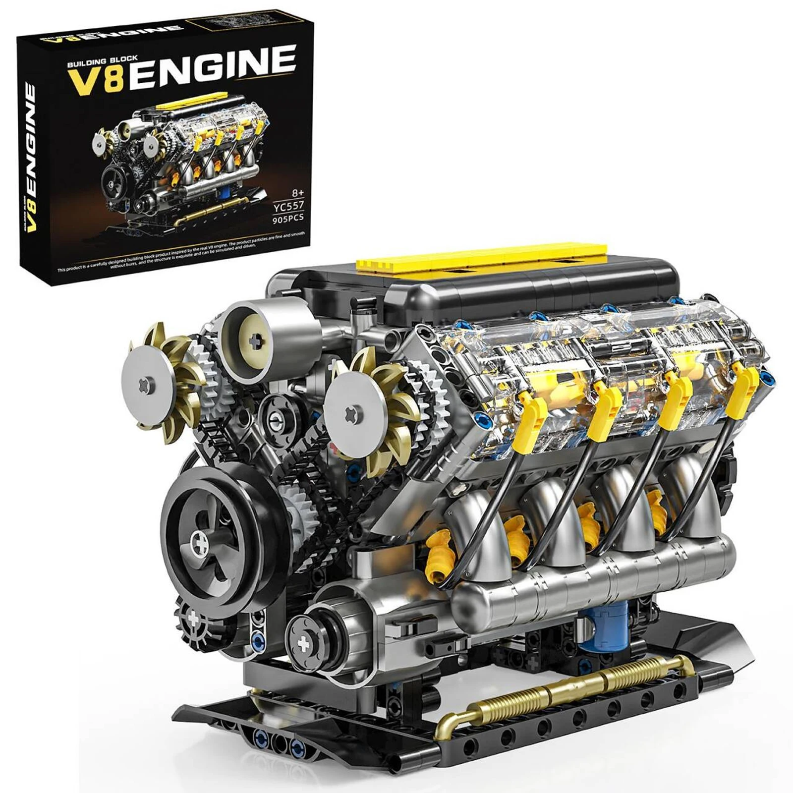 

Набор для сборки механического двигателя YC557 905 деталей, модель V8, креативные строительные блоки, развивающие конструкторы STEM, игрушки для детей и взрослых