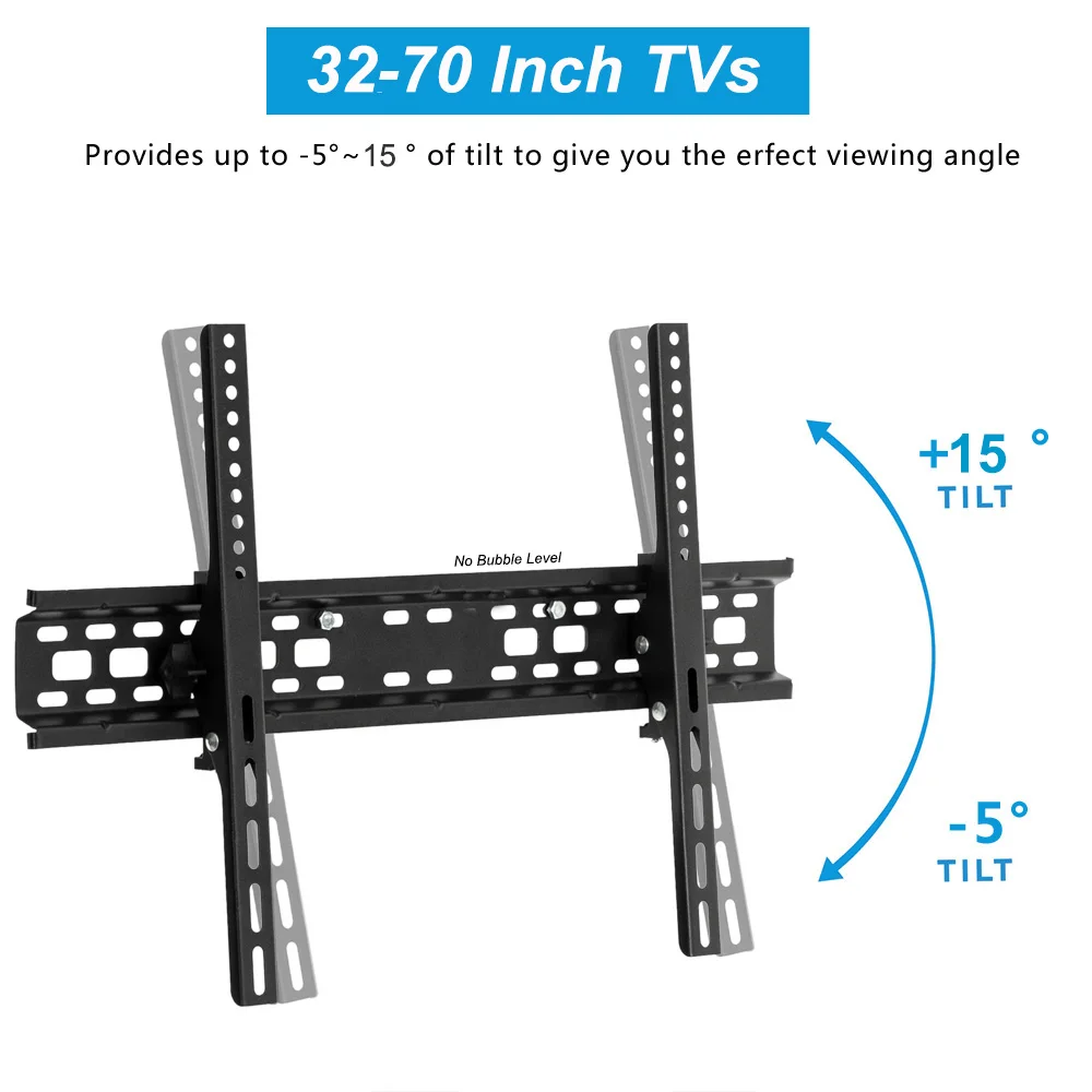 TV Wall Mount Fixed for Most 32-70 Inch Universal Tilt Low Profile Flat Stand MAX VESA 600 x 400mm,40kg,Tilt -5~15°