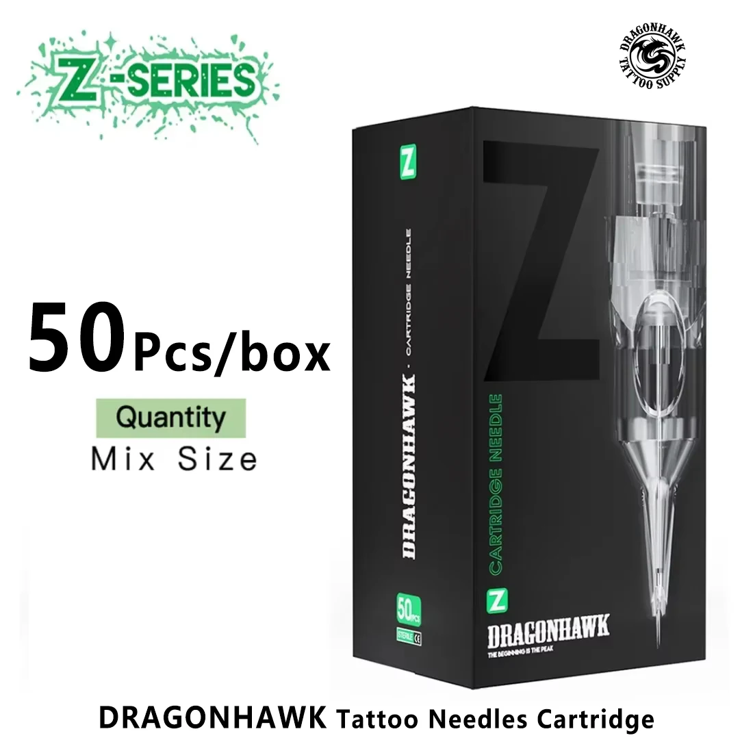 Dragonhawk Z Series 50pcs Mixed Size RL/RS/RM Tattoo Needle Cartridge for Universal Rotary Tattoo Machine Tattoo Accessories