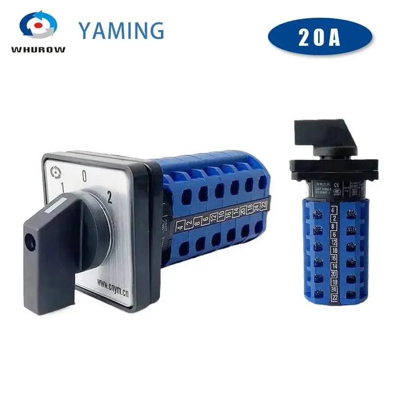 LW26-20 Rotary Cam Switch 3 Position 660V 20A 6 Poles 24 Terminals Electrical Changeover Selector YMW26-20/6