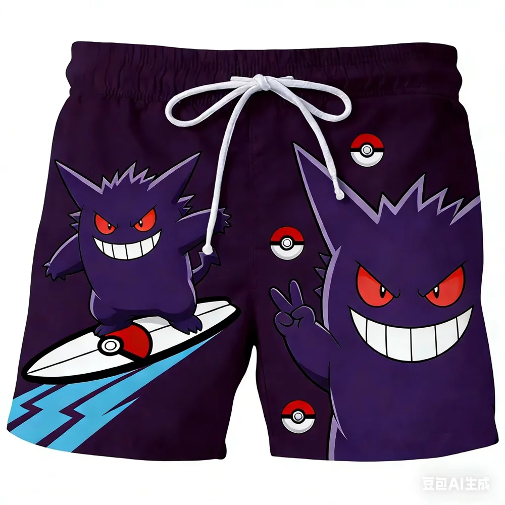Shorts de Natação com Estampa Pokémon Squirtle 2026 para Homens, Mulheres e Crianças, Secagem Rápida, Cosplay, Praia, Anime