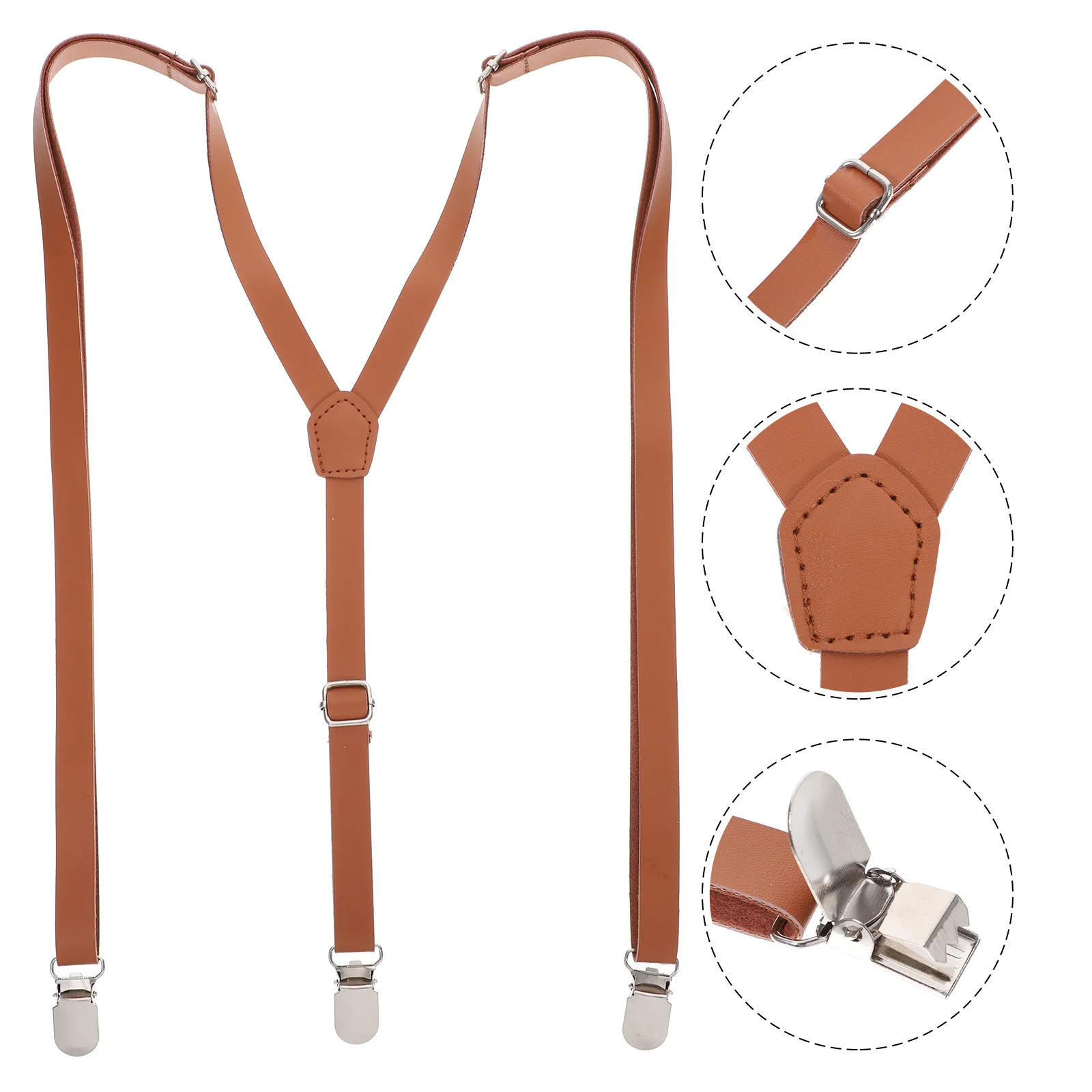 

Suspenders Adjustable Brown Classic Y Back Unisex Pants Strap for Women Men 153-176cm Fits Jeans Shorts Trousers Strong
