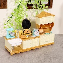 DIY Forest Family 1/12 Kitchen Furniture Bathroom Bedroom Bakeware Sets Miniature Model Dollhouse Accessories Refrigerator Gift