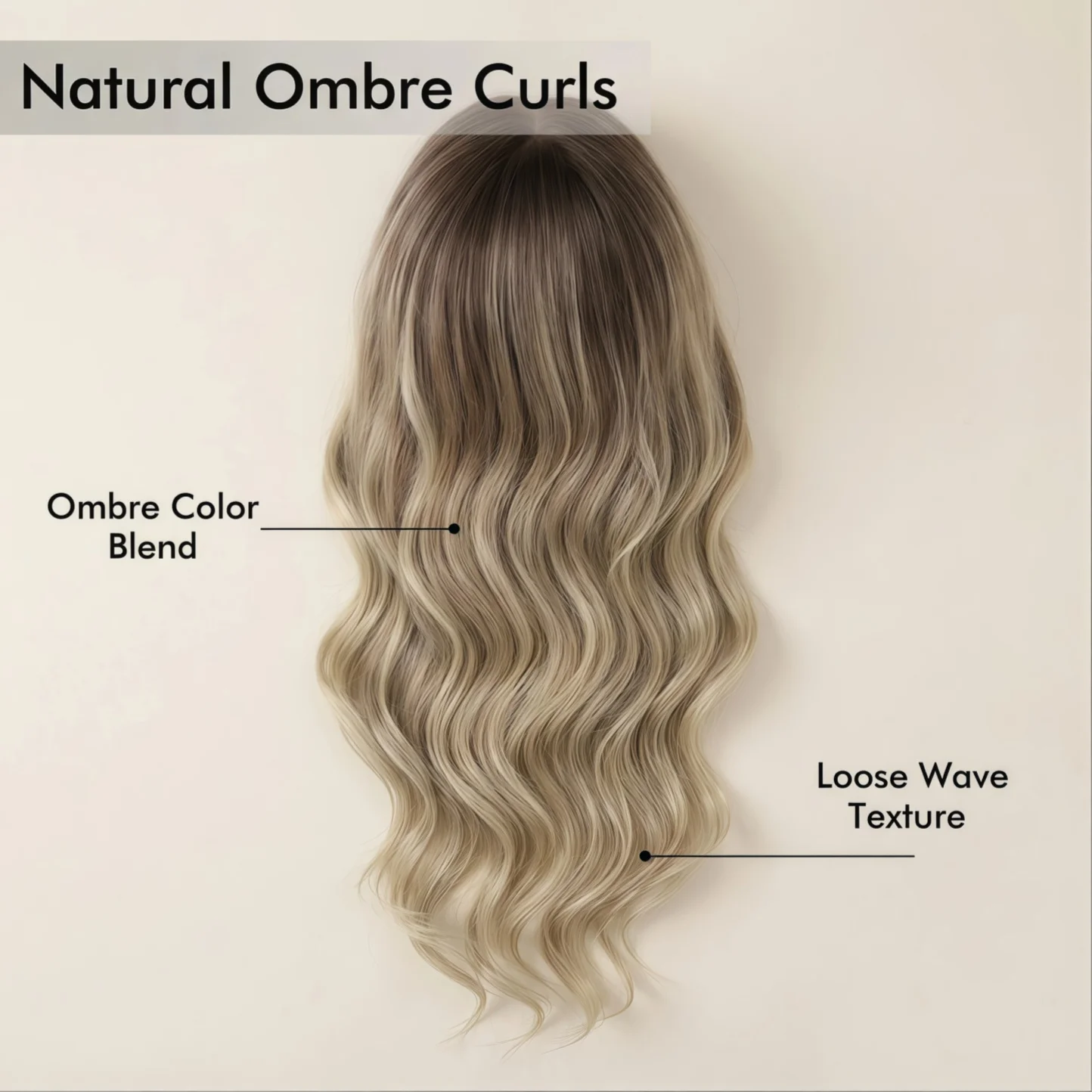 Gradient Brown Gold Long Loose Wavy Synthetic Wig 26 Inch Heat Resistant Fiber Daily Party Wig For Women image 2