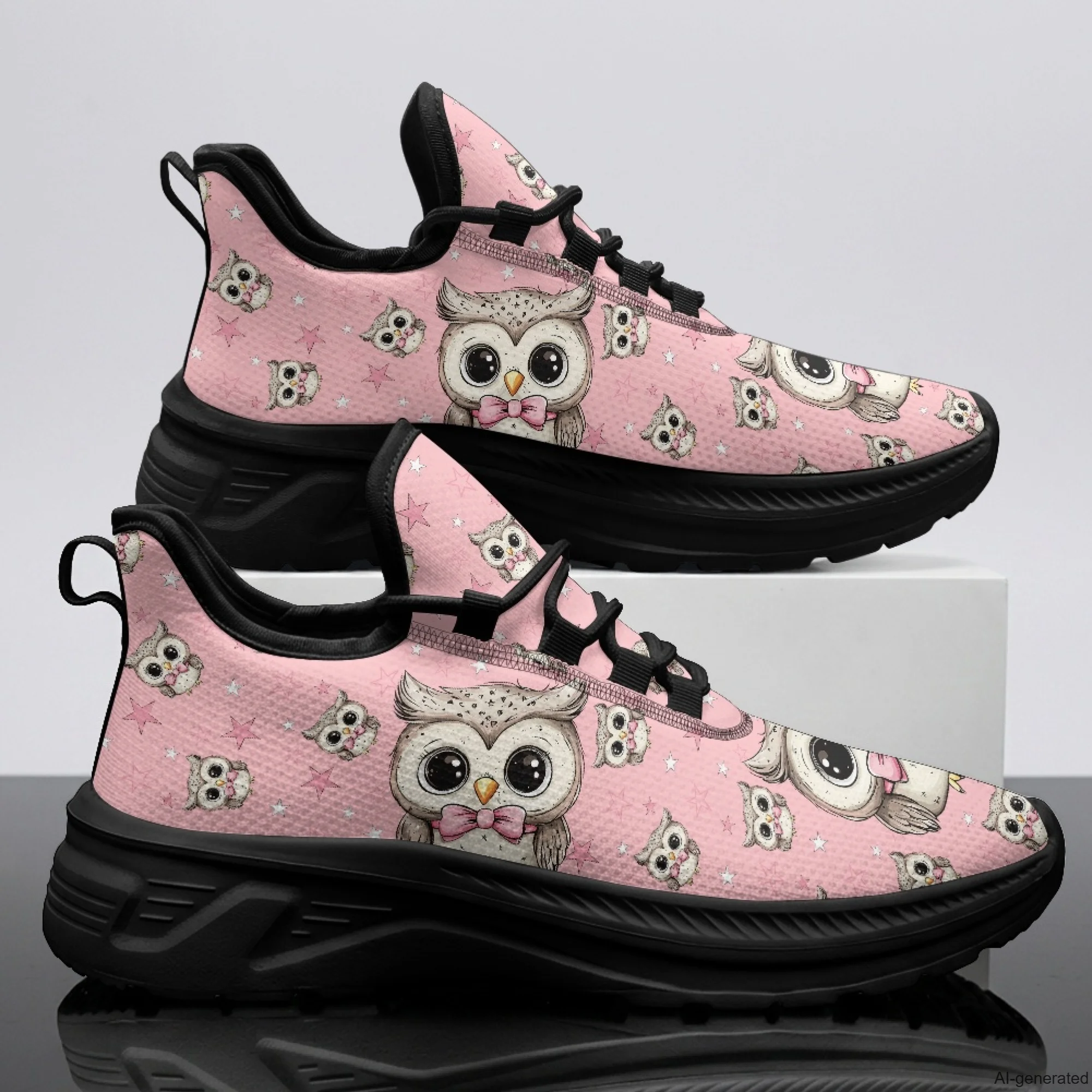 XIXIRIMIDO Womens Walking Shoes Cute Owl Print Football Sneakers Mens Gym Sports Casual Fashion Shoes Trainers Shoes 35-48