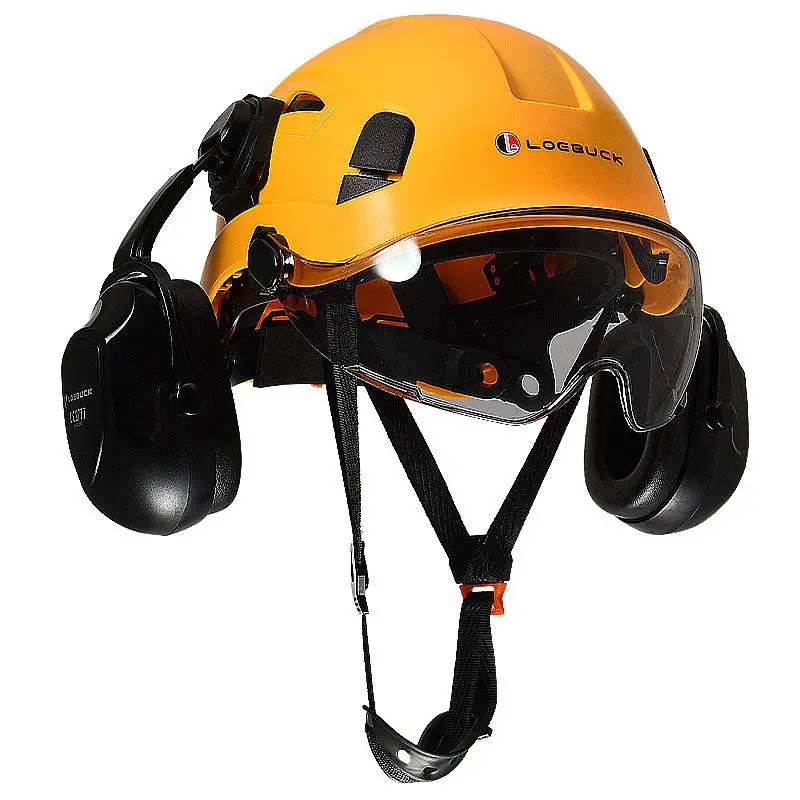 Genuine Loebuck American Construction Site Helmet, Ventilation Band 30 DB Sound Insulation Earmuffs Crash Protection Helmet