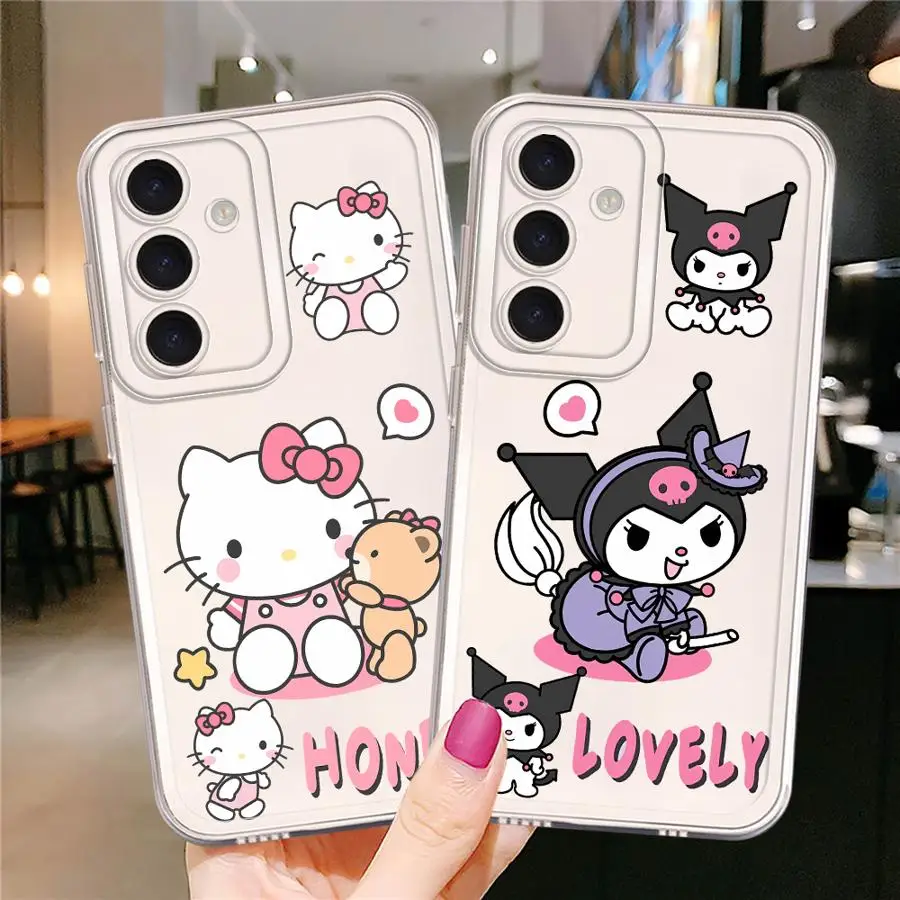 Custodia per telefono con cover trasparente per Samsung Galaxy A72 A05 A54 A56 A52 A50 A51 A73 A06 A53 A50 A03 A71 A04 A31 A02 A55 Sanrio Kuromi