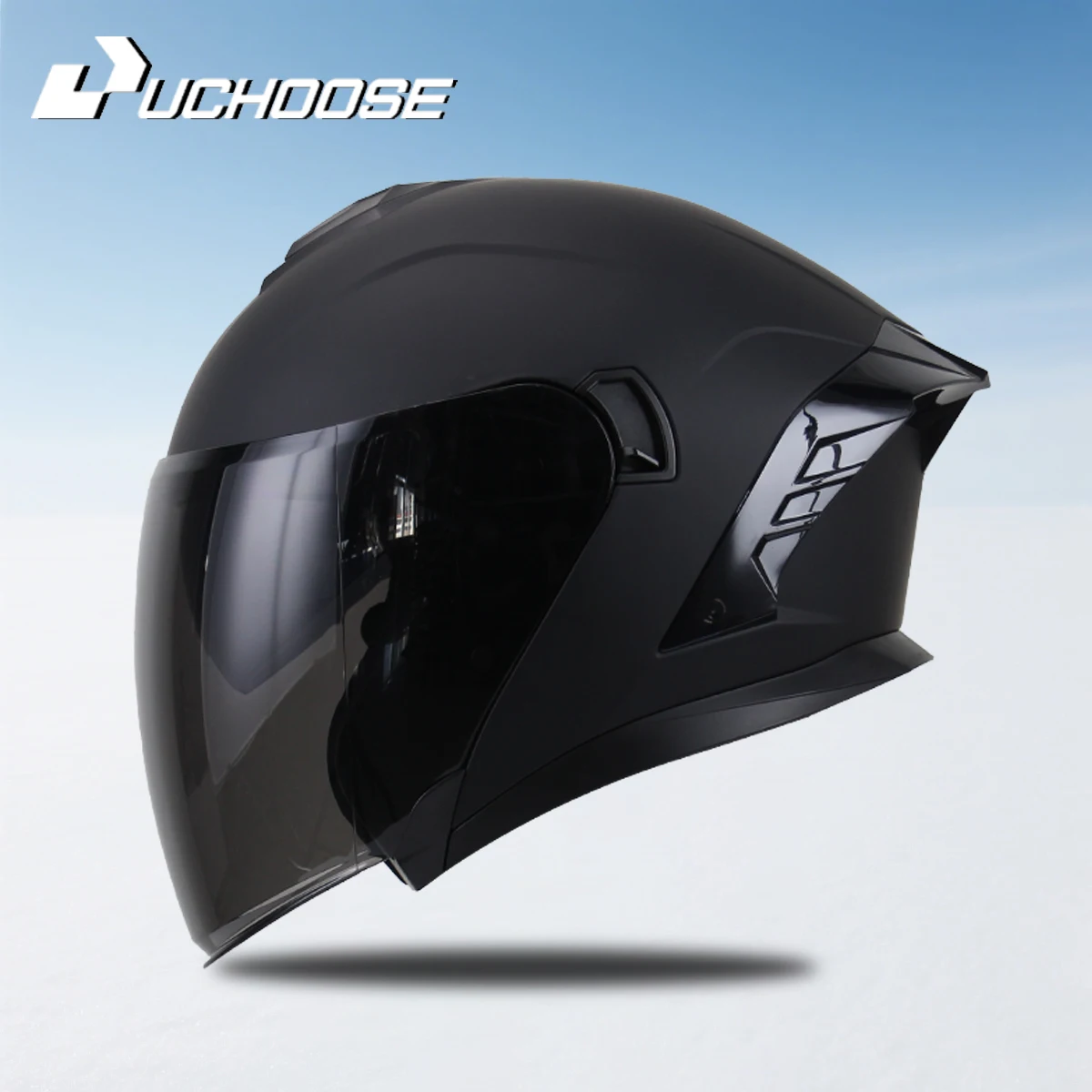 715-Motorrad Klapphelm mit Doppelvisier, beschlagfrei, für Straßenmotorräder, Rennsport, für Damen und Herren, Retro 3/4 Helm