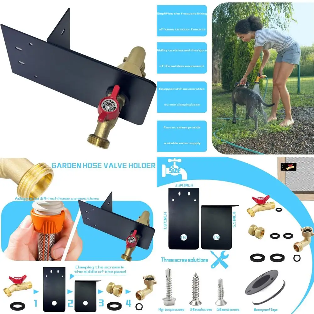 

Outdoor Balcony Hose Holders, Black Screened Window Clamping Faucet Bases for Laying Hoses