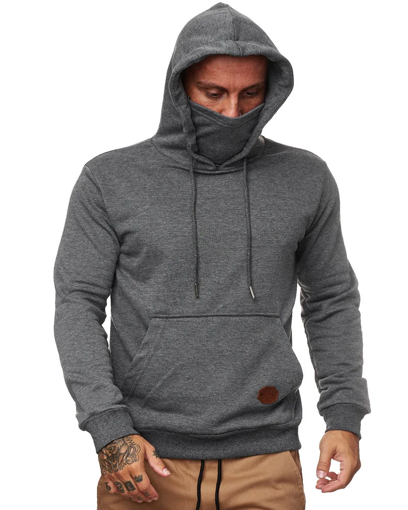 

Hoodies Sweatshirts Men's Slim Hooded Sweatshirt with Mask Large Pocket Long Sleeve Pullover Men Tops Cosplay Clothing