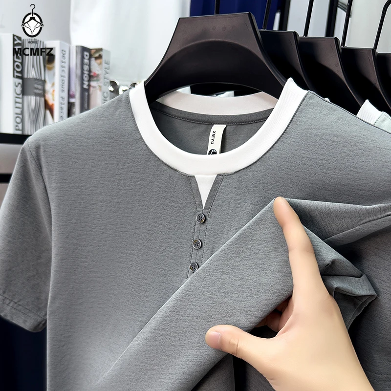 Mens Basic Henley Neck T Shirt Short Sleeve With Buttons Lightweight Breathable Tops For Everyday Use And Outdoor Activities