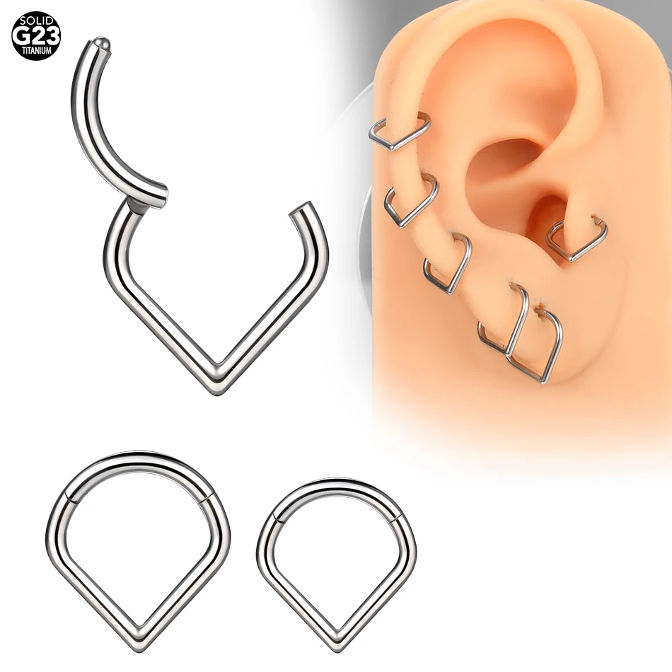 10pcs/lot Titanium Heart Star Shape Clicker Ear Tragus Cartilage Daith Helix Lobe Earrings Septum Nose Hoop Piercing Jewelry 16G image 4