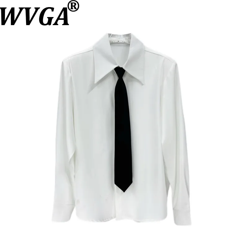 

WVGA весна осень новый мужской прилив модный галстук рубашка с длинными рукавами нишевая шикарная повседневная негладкая стильная рубашка с подкладкой на плечах Ins W12518