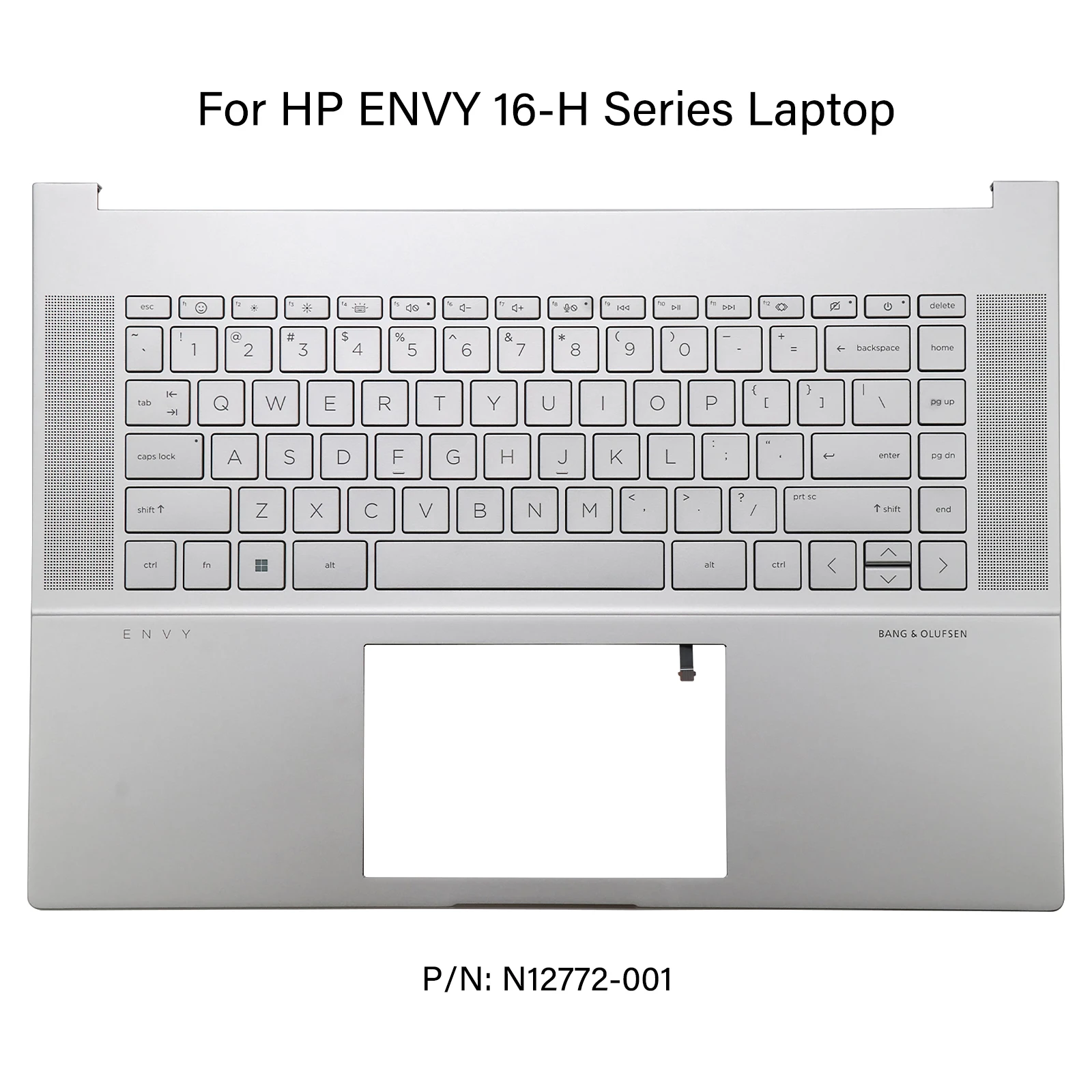 New Silver Palmrest Upper Case Top Cover Backlit Keyboard for HP ENVY 16-H Series N12772-001 US Layout